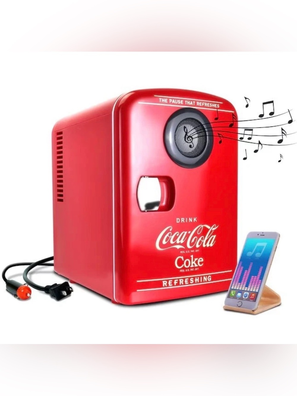 NEW Coca-Cola 4L Mini Fridge Cooler Warmer Bluetooth Speaker KWC4 Red Retro